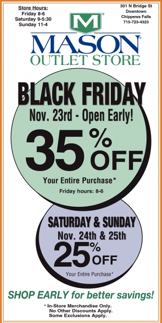 Black Friday, Mason Outlet Store, Chippewa Falls, WI